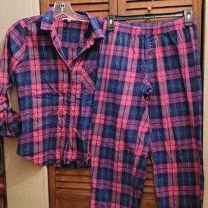 Victoria's Secret pink and blue plaid pajama set